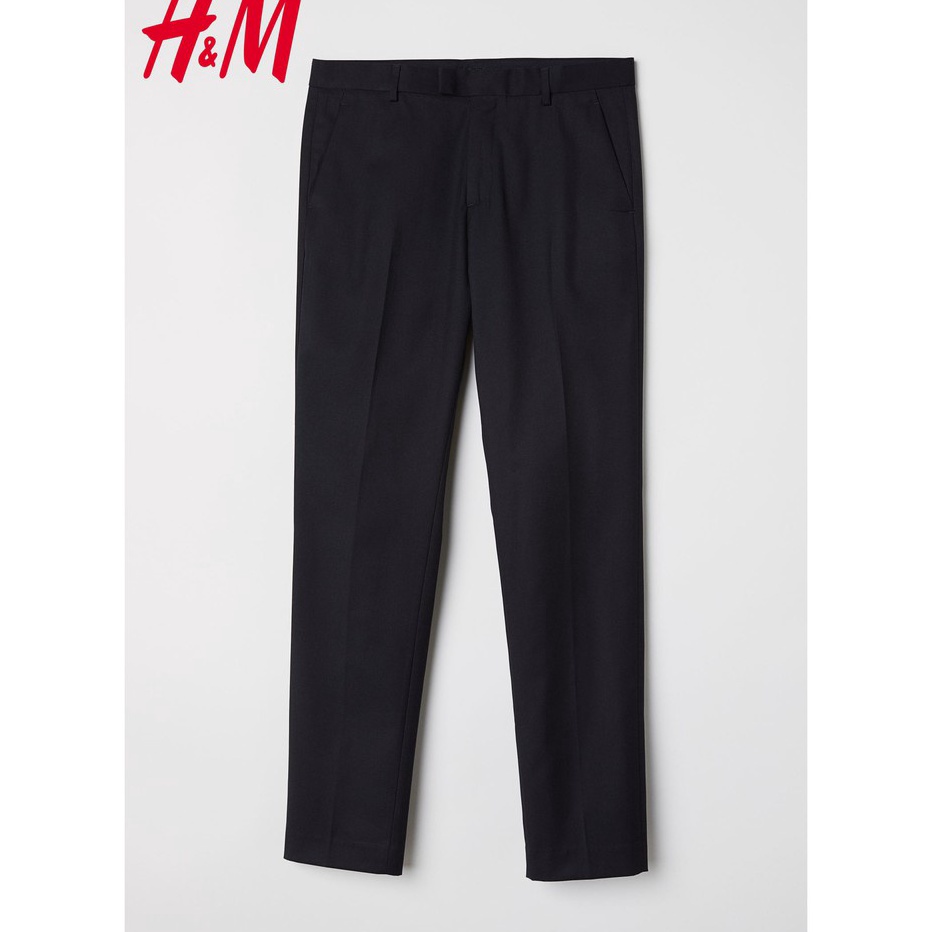 →➘✹ H&M Celana Kantor Formal Slim Fit Hitam Pria Bahan Jas Suit Original Diskon
