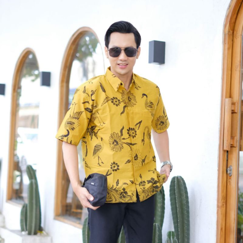 12 Motif Kemeja Batik Pria Lengan Pendek S M L XL XXL terbaru NR