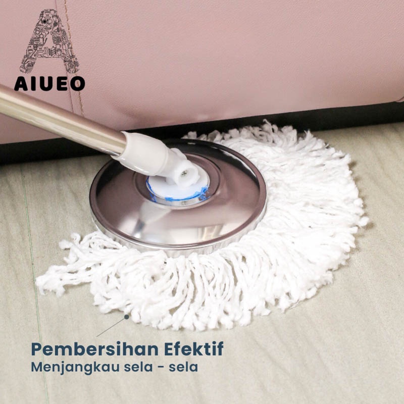 AIUEO Spin MOP Praktis Alat pembersih lantai | Alat Pel MOP | Pel Lantai Kain Ember Spin Magic Twist | Fiber Clean
