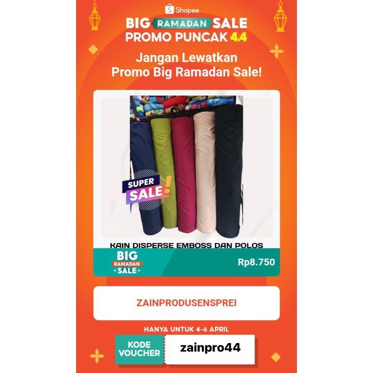 Star 6.6 KAIN SPREI POLOS/EMBOSS 115 GSM PREMIUM MOTIF L 240CM DISPERSE POLYMIKRO GORDEN PIYAMA