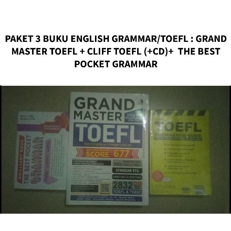 

Buku Toefl, Grammar bahasa Inggris, Bonus CD, Paket.