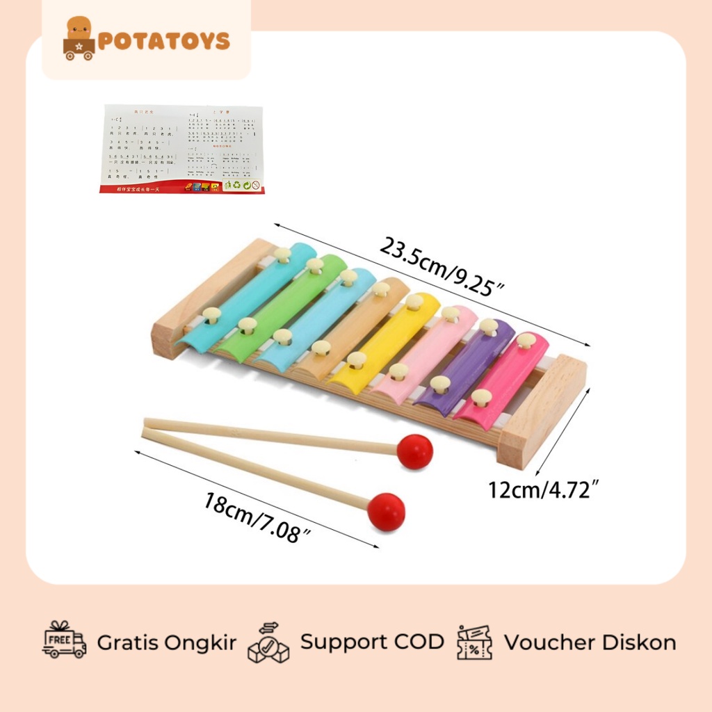 [ Potatoys ] Wooden Xylophone / Kolintang / Mainan Xylophone anak / Mainan Alat Musik Anak
