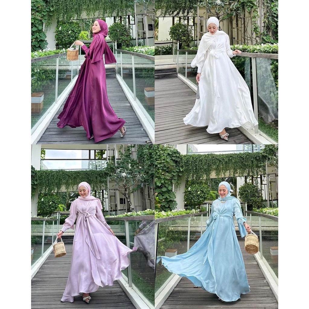 Delvy Dress Gamis Kondangan Terbaru 2023 Kekinian Pakaian Muslimah wanita Termurah Tampilan Elegan OOTD Baju Pesta Gamis Kondangan Bahan Shimmer Fashion Muslim Wanita Trend Dan Modren Kekinian