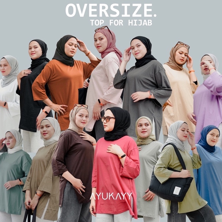 LANGSUNG ATC| Basic Oversized Top Kaos Polos Hijab Friendly