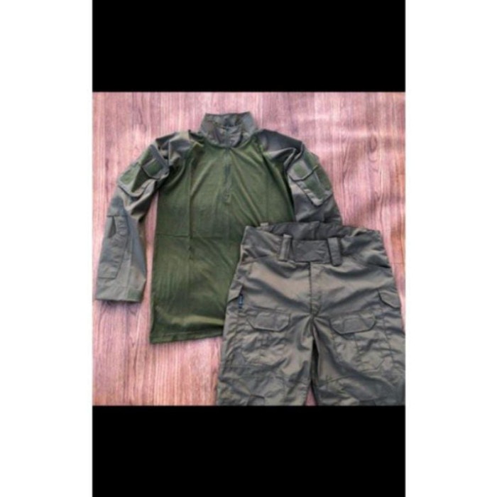 Terlaris 1 Stel Baju Tactikal Hijau/Brimob Combat Shirt
