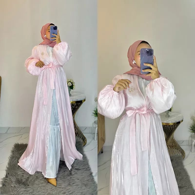 Shimmar Outer Wanita Panjang Outfit Wanita Muslim