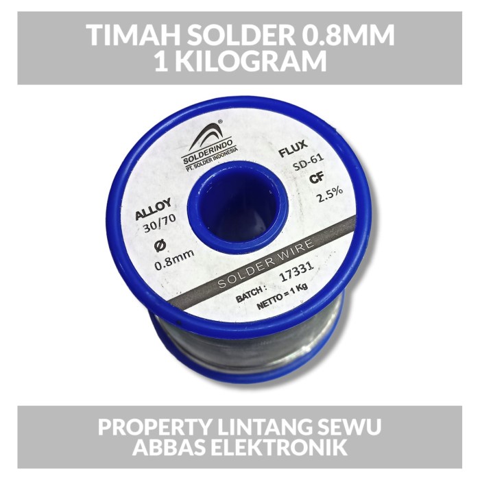 Terlaris Timah Solder Solderindo Diameter 0.8 Mm 1 Kg 30/70 Solder Wire