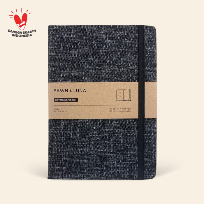 

Terlaris A5 Notebook - Plain / Dotted Paper - Black Smoke Fabric