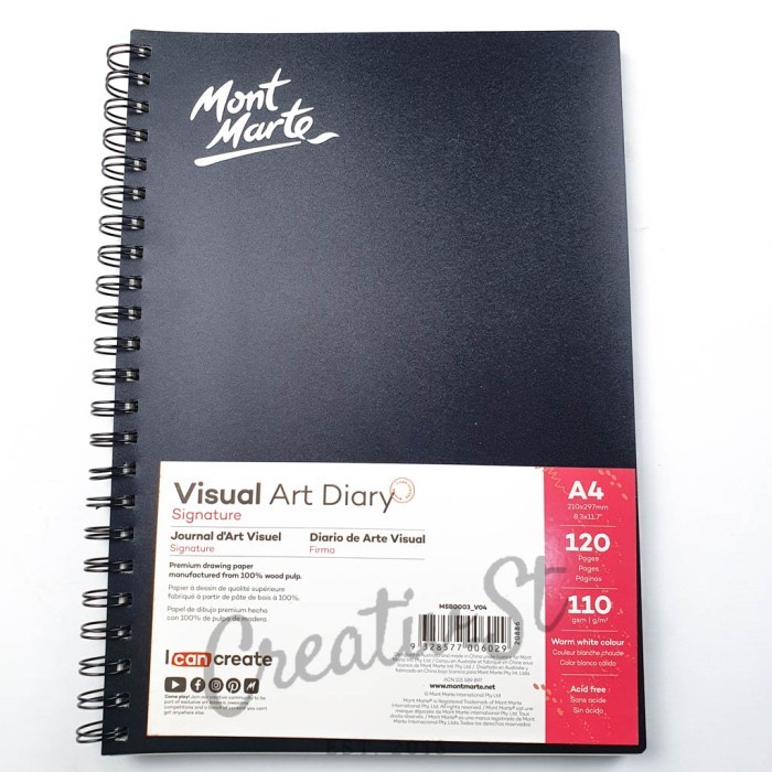 

Terlaris Mont Marte Visual Art Diary Sketchbook Buku Sketsa A4 120 Sheet 110 Gs