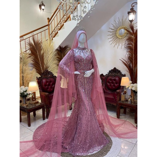 GAUN SLIM DRES BEREKOR / GAUN PENGANTIN FULL PAYET / BAJU PENGANTIN MODERN /GAUN TERBARU