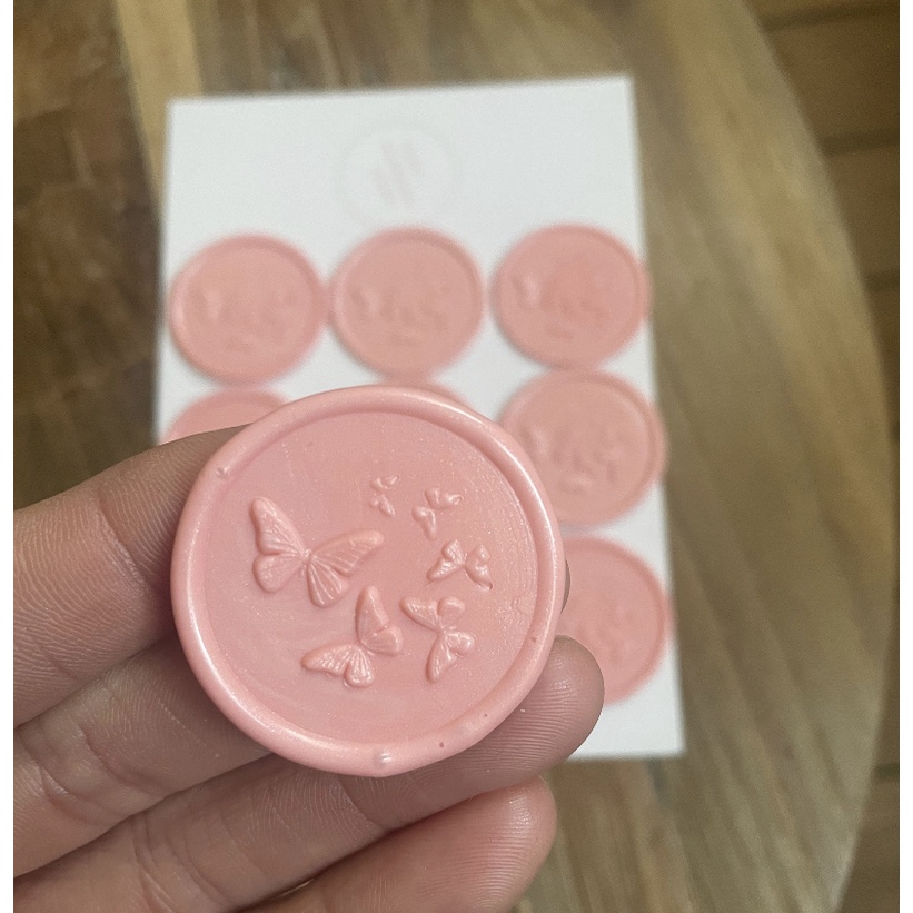 

(KSC) 6 Butterfly (Flamingo) - 1 Pcs seal wax coin sticker siap pakai ready stock (Include double tape) / souvenir pernikahan / accesories / calligraphy / journaling / undangan / hampers