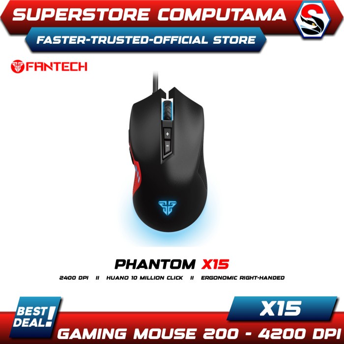 Fantech X15 Phantom Macro RGB Gaming Mouse 7 Button 4800 DPI