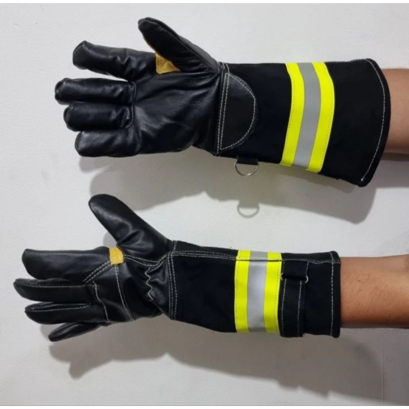 Long Leather Fireman Gloves - Sarung Tangan Petugas Pemadam (Damkar) Kulit Panjang