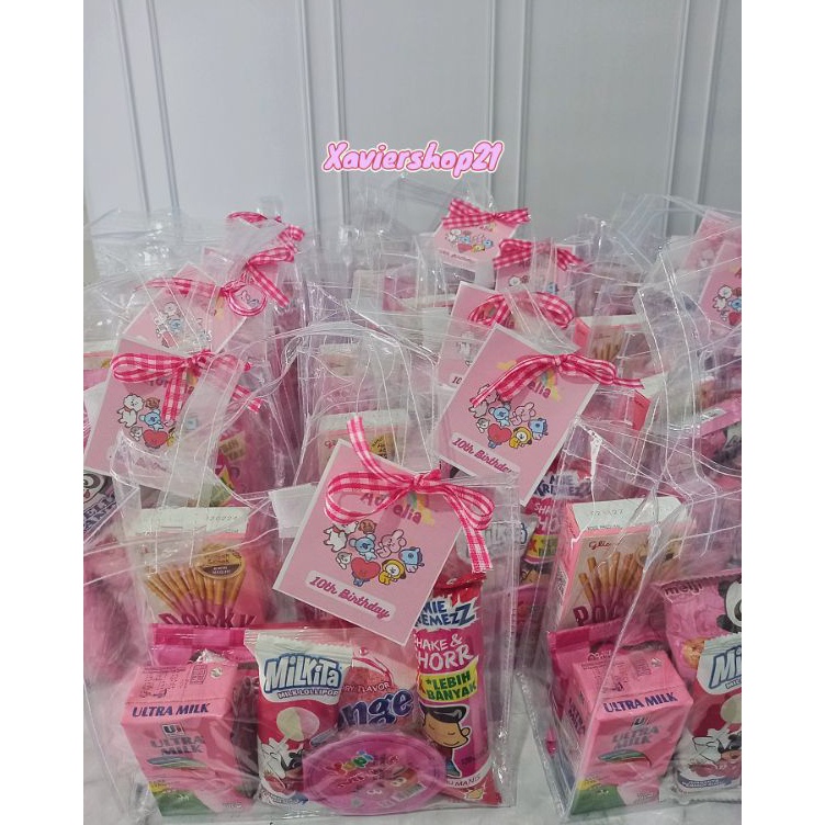 

✓ Paket Snack Tema Pink Premium Tas Mika (Free Card)