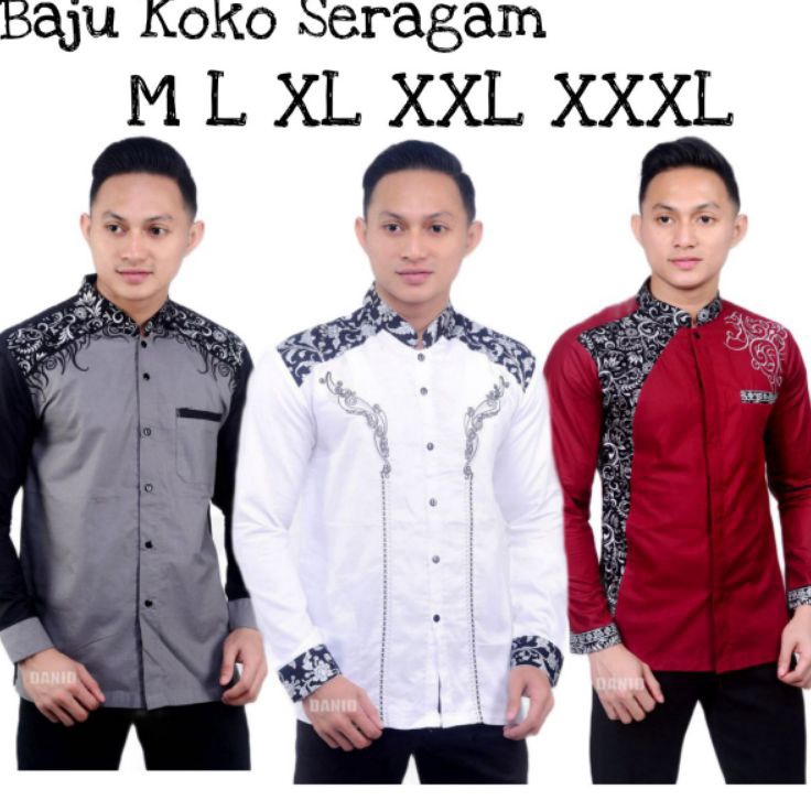[KODE 77]  Baju koko lengan panjang | Koko Batik pria | Baju Koko Dewasa Jumbo XXL XXXL