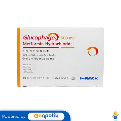 GLUCOPHAGE 500 MG BOX 100 TABLET