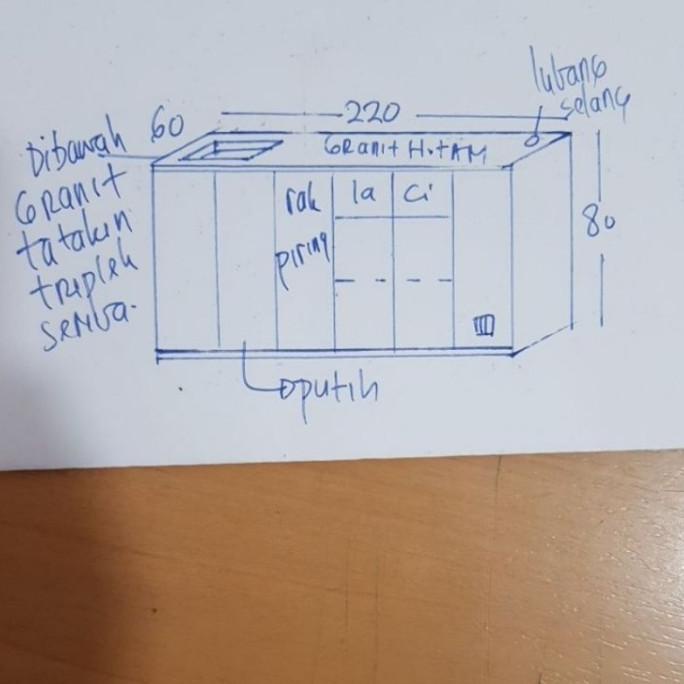 Kitchen Set Bawah 220X60X80 Dengan Lubang Kompor Tanam Tokonana7