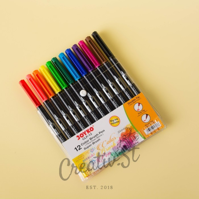 

Best Seller Joyko Brush Pen 12 Warna Brush + Fine Tip Clp-13 Set Kaligrafi