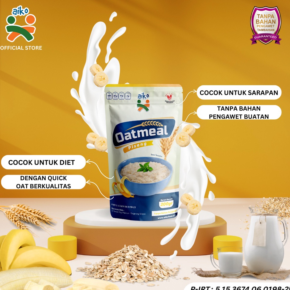 

TELAH HADIR C92 AIKO Quick Oatmeal Sereal Oats - 200gr ㊧