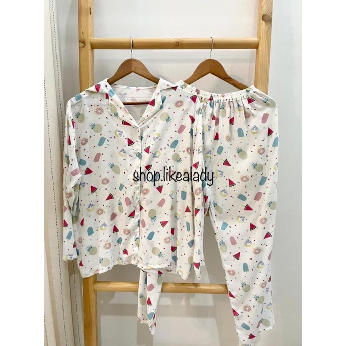 piyama wanita celana panjang tangan panjang /hijab katun rayon motif