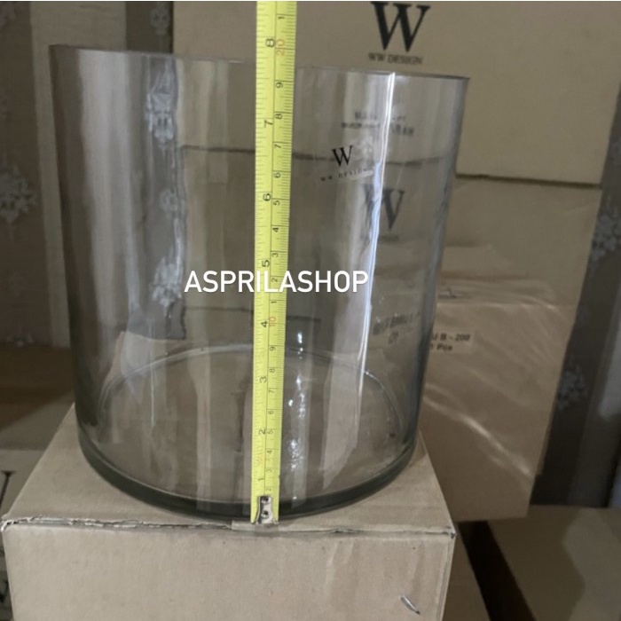 Vas Bunga Silinder Besar Vas Tabung Kaca Diameter 20Cm Tinggi 20Cm