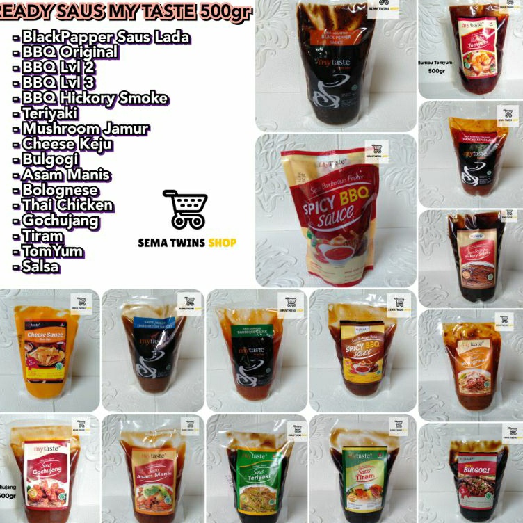 

RECOMENDED N24 MY TASTE SAUS 500gr | Saus Lada Blackpepper | BBQ Barbequ | level 2 | level 3 | Teriyaki | Bulgogi | Mushroom | Bolognese | Cheese Keju | Thai Chicken | Gochujang | Asam Manis | Chili | Tomyum Saos Instant ₲