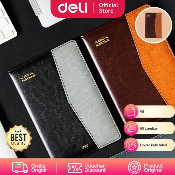 

Deli Leather Cover Notebook Buku Catatan Agenda Hard Cover A5 En134L