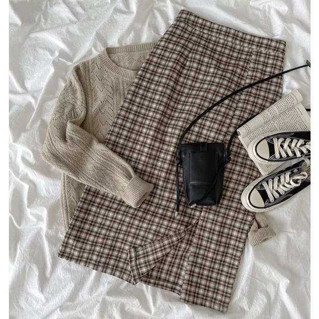 [KODE 77]  ootd/rok tartan/rok korea/bahan impor/Rok motif kotak kotak / rok tartan / rok span panja
