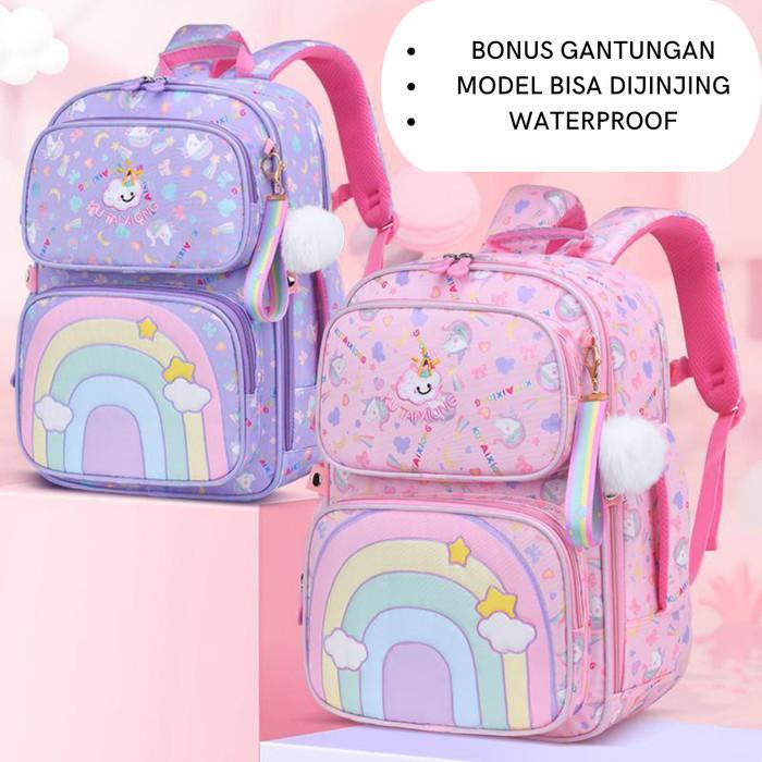 TAS RANSEL ANAK PEREMPUAN / TAS SEKOLAH ANTI AIR BISA DIJINJING