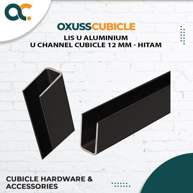 List U Aluminium Partisi Cubicle 12Mm Lis U (5.6 Meter) - Hitam