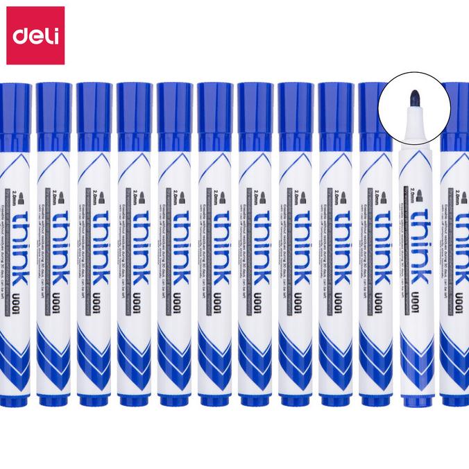 

Deli Eu00130 (Box) Dry Erase Marker/Spidol Whiteboard 12 Pcs - Blue