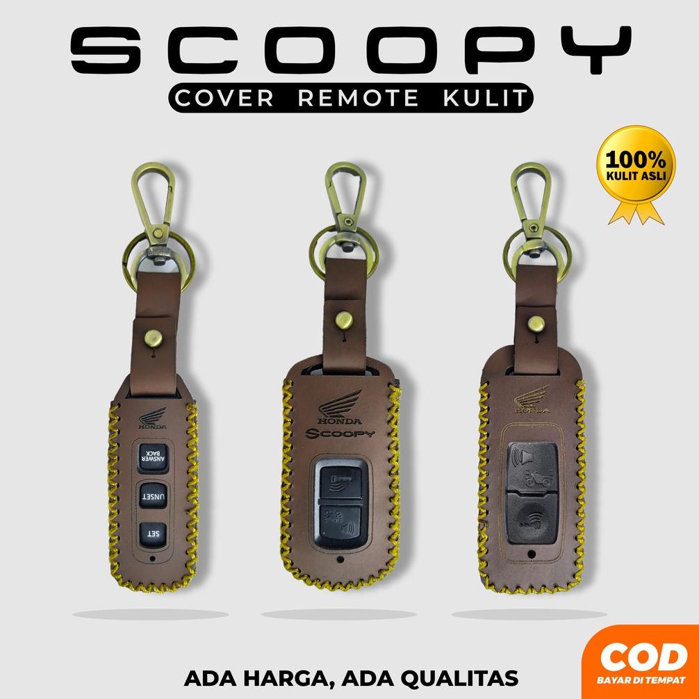 Terlaris Cover Sarung Remote Keyless Smart Key Gantungan Kunci Kulit Honda Scoopy Prestige Stylish