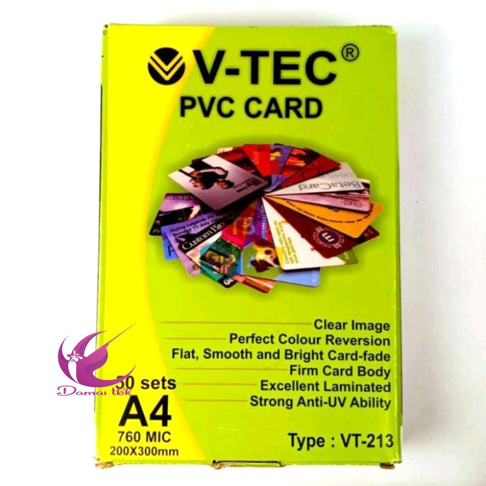 

Eceran kertas PVC bahan Id Card A4 V-TEC per 5pcs