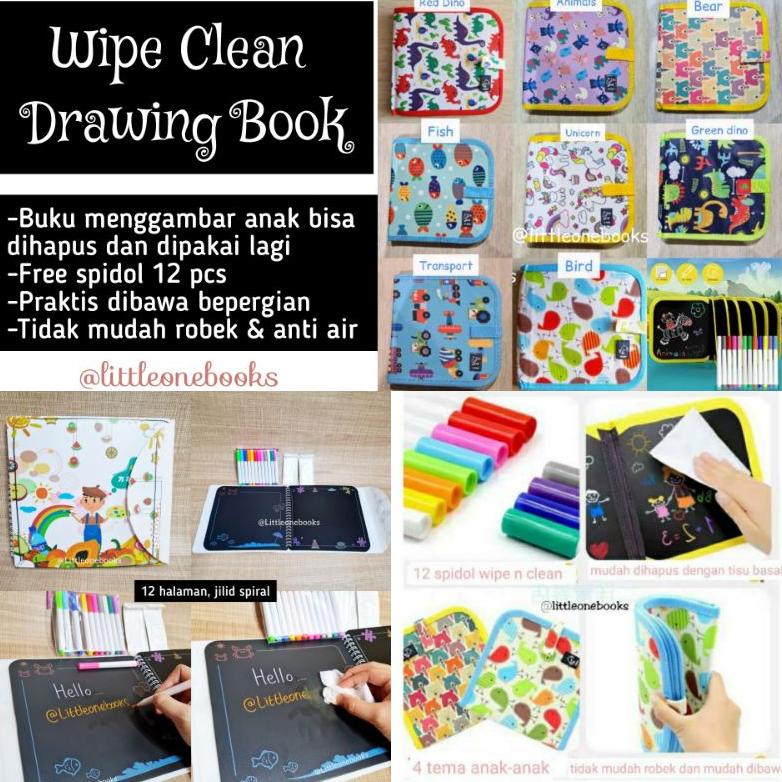 

Wipe clean drawing book / creative book / buku menggambar bisa dihapus / travel activity doodle book