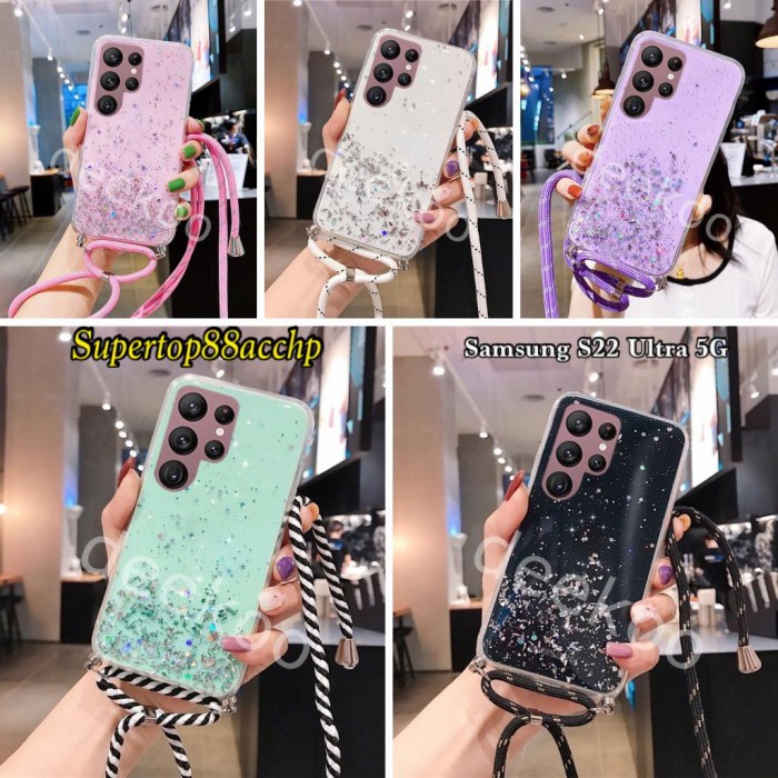 

Terlaris Case Tali Nagita Samsung S22 Ultra 5G 2022 Lanyard Glitter Gantungan