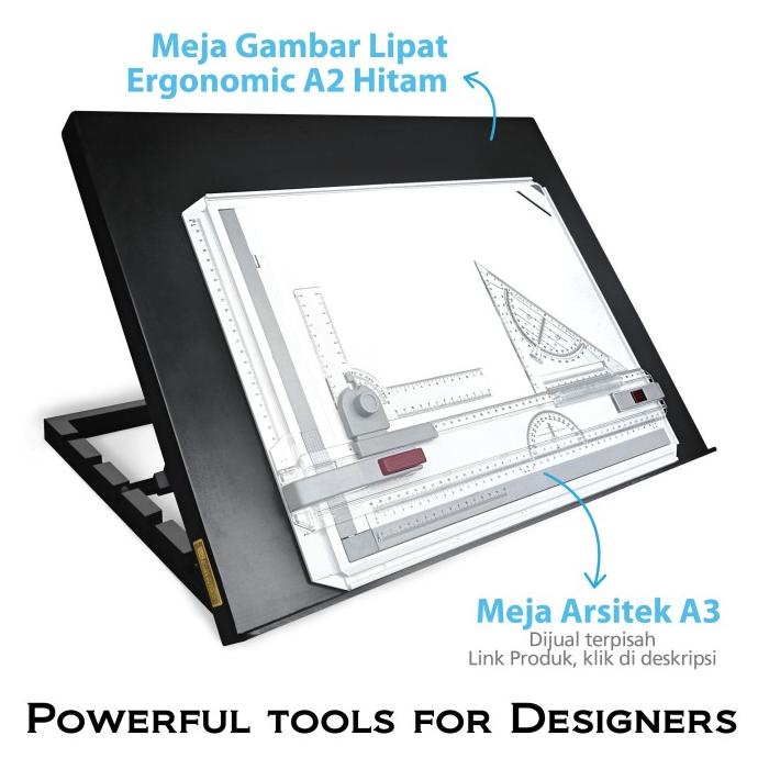 

Meja Gambar Lipat A2 Ergonomic Adjustable Hitam