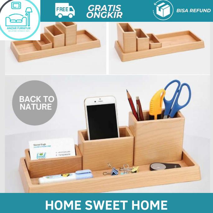 

Kotak Pensil Tempat Pensil Kayu Tempat Pulpen Wood Pen Organizer