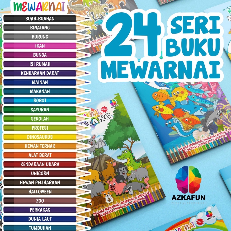 

Dijual murah PAKET 24 BUKU MEWARNAI VOL 1 Full colour - buku mewarnai anak VKL