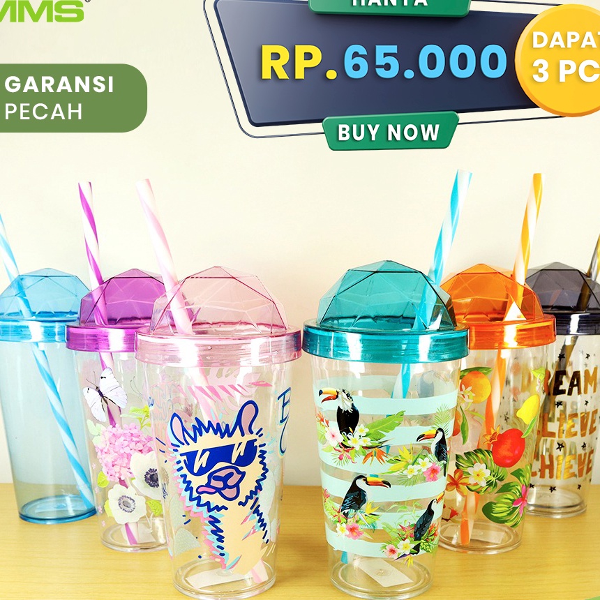 Star Seller,, Tumbler Botol Tempat Minum + Sedotan Herevin 660cc