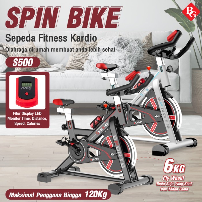 Terlaris Spin Bike / Spinning Bike / Sepeda Statis Fitness Model S-500 - Black