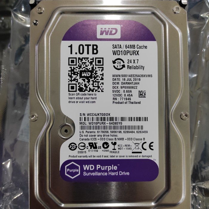 Terlaris Hard Disk Wd Purple 1000Gb Hard Disk Cctv 1Tb