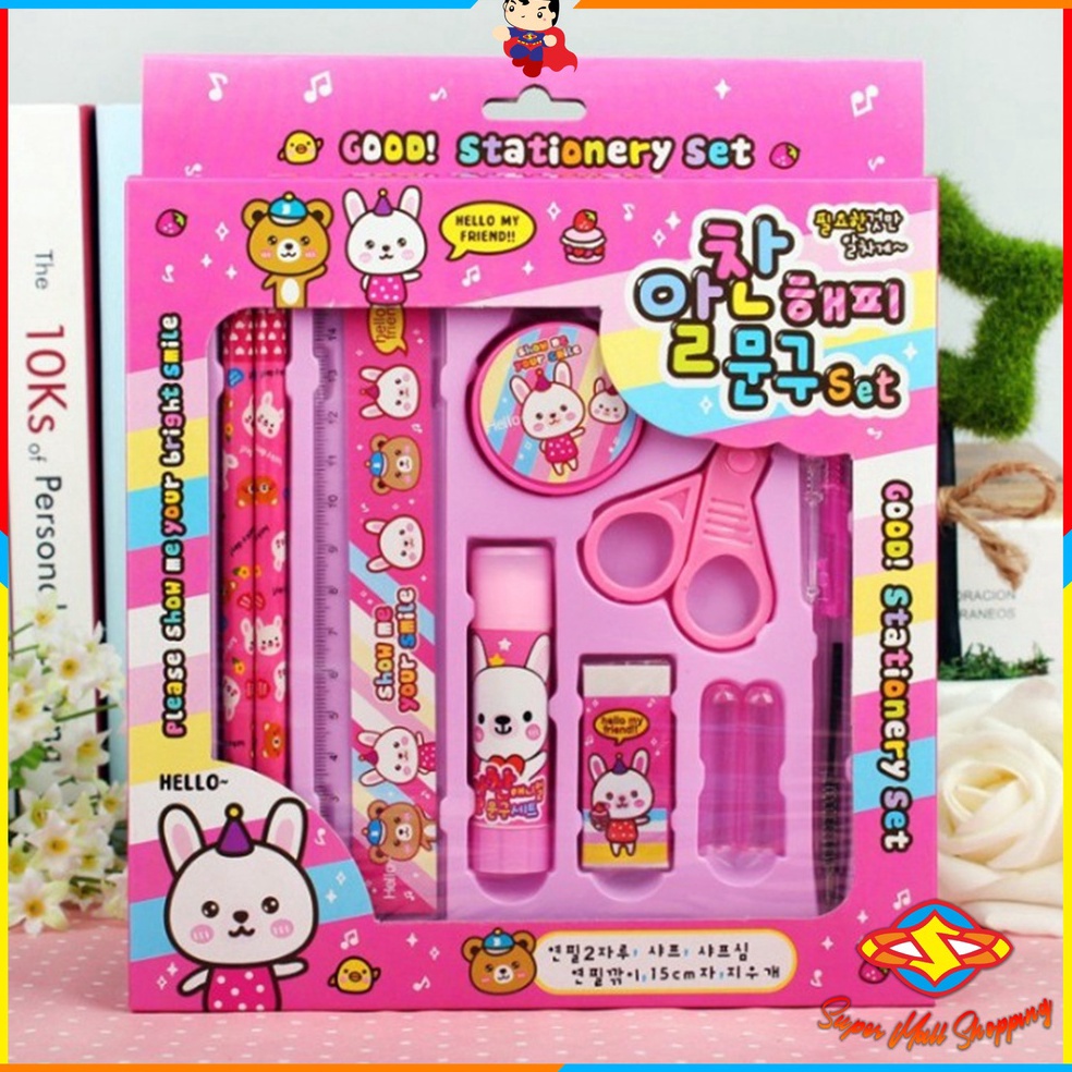 

94 SMS Paket Alat Tulis set 8in1 Stationery Set Study Set Anak Karakter Set Alat Tulis Anak TK Terlaris ㄟ)(