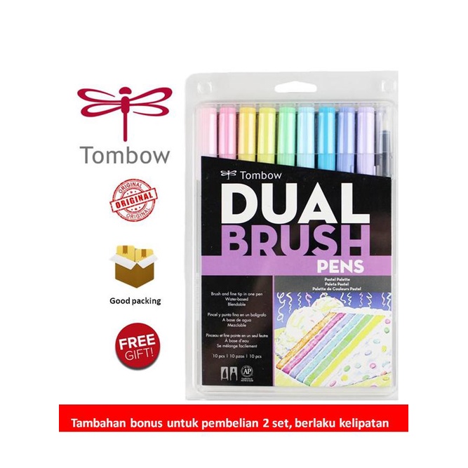 

Terlaris Tombow Dual Brush Pen ABT, Pastel Palette, set 10 colors SALE