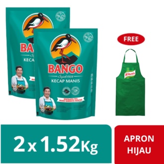 

Bango Kecap Manis Pouch 1.5Kg Twinpack Free Apron Hijau