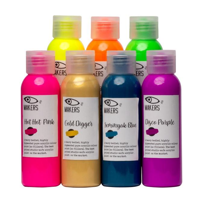 

Acrylic Neon Paint Series Set of 7 100 ml by MAKERS