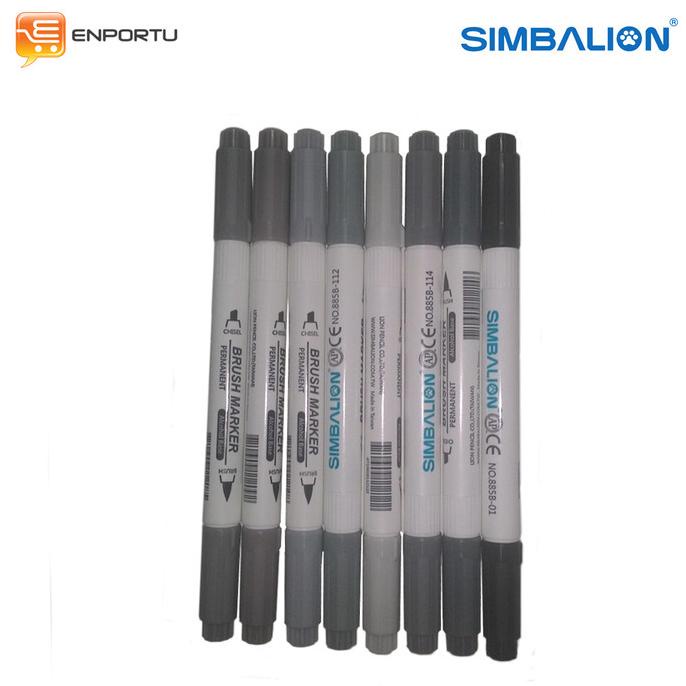 

Terlaris Simbalion Brush Marker set Grey Color - coloring brush pen 8warna SALE