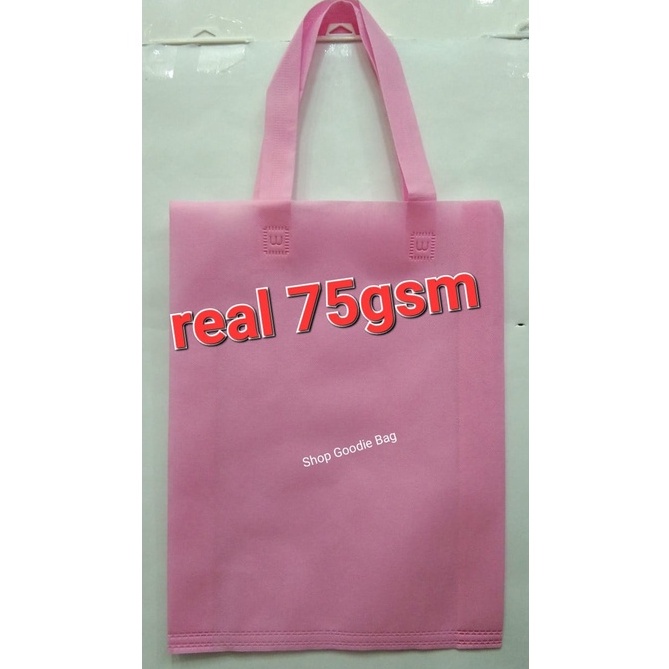 

SUPER MURAH - isi 12pcs Tas Spunbond Handle uk 30x40x8 / Goodie Bag / Tas Kain Polos