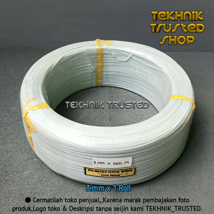 

Twist tie nose wire 3mm x 1000meter kawat masker hidung putih 1Roll