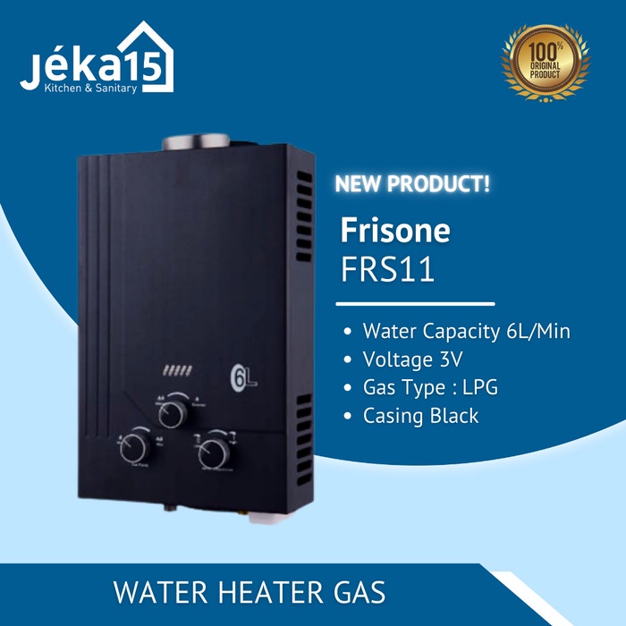 Terlaris Water Heater Gas Frisone Hitam Water Heater Gas 6 Liter Murah