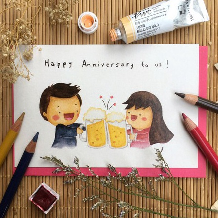 

❇Best➩ 7T0DL Greeting Card Love Expression by MENTOL ART / Anniversary Couple Romance Romantic Pun Cute I35 Terkini